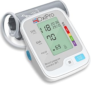 OxiPro BP1 Blood Pressure Monitor - CE Approved BP Blood Pressure Machines for Home Use with Heart Rate Monitor & Large Cuff - Sphygmomanometer - Certified Blood Pressure Monitors