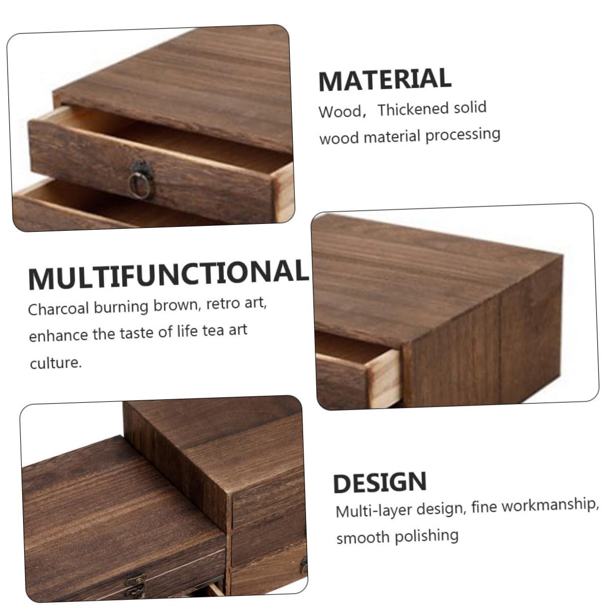 Mikikit Scatola Tè in Vintage Due Strati Cassettiera Resistente all e Usura Contenitore per Tisane e Tè con Protezione da Luce e Polvere Design Retro in