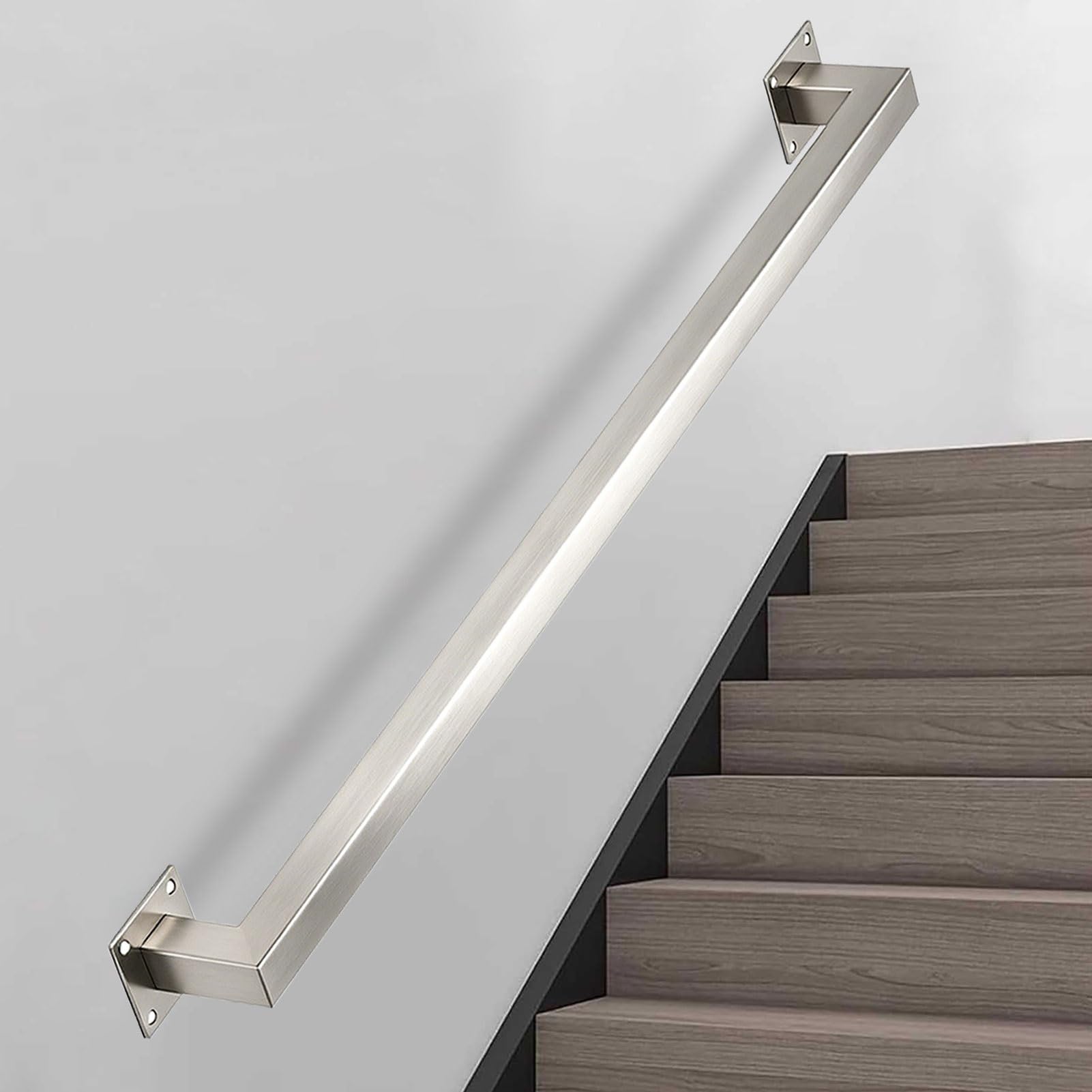 Stainless Steel Handrail for Stairs, 1m 2m 3m 4m 5m 6m Wall Mount Support Hand Rails, Stair Railings, Staircase Balustrade Outdoor Safety Grab Bar(18ft/540cm)