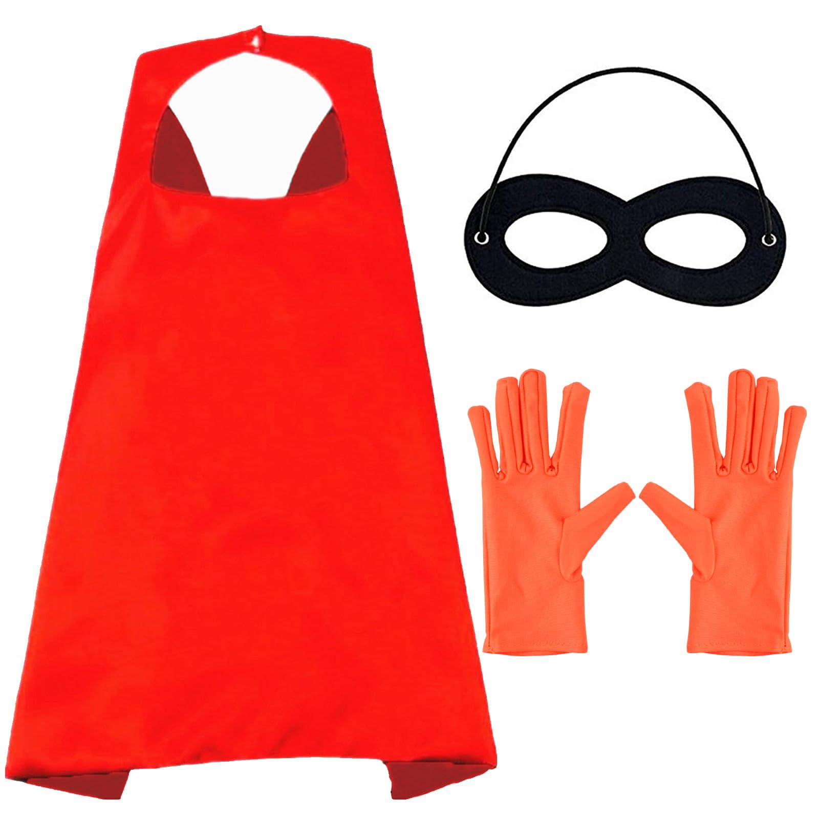 Kavoc3 Pcs Potato Costume Accessories Include Red Cape Black Mask and Orange Gloves for Kids World Book Day Dress Up