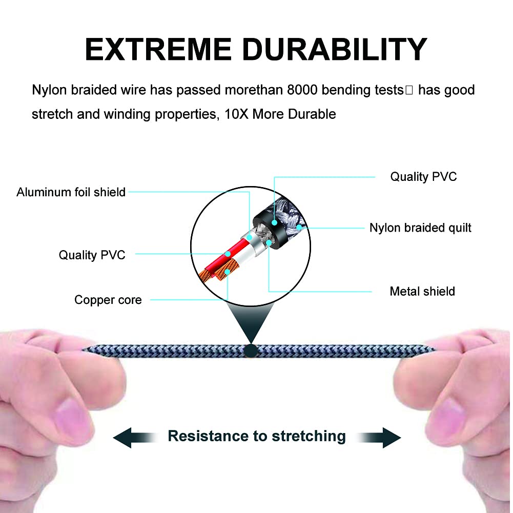 2 RCA Audio Cable 6M,J•LONG 2RCA Male to 2RCA Male Audio Stereo Subwoofer Cable Nylon-Braided Auxiliary Audio Cord for Home Theater, HDTV, Amplifiers, Hi-Fi Systems,Speakers (6M) 7 61t+mZU8pBL. SL1001