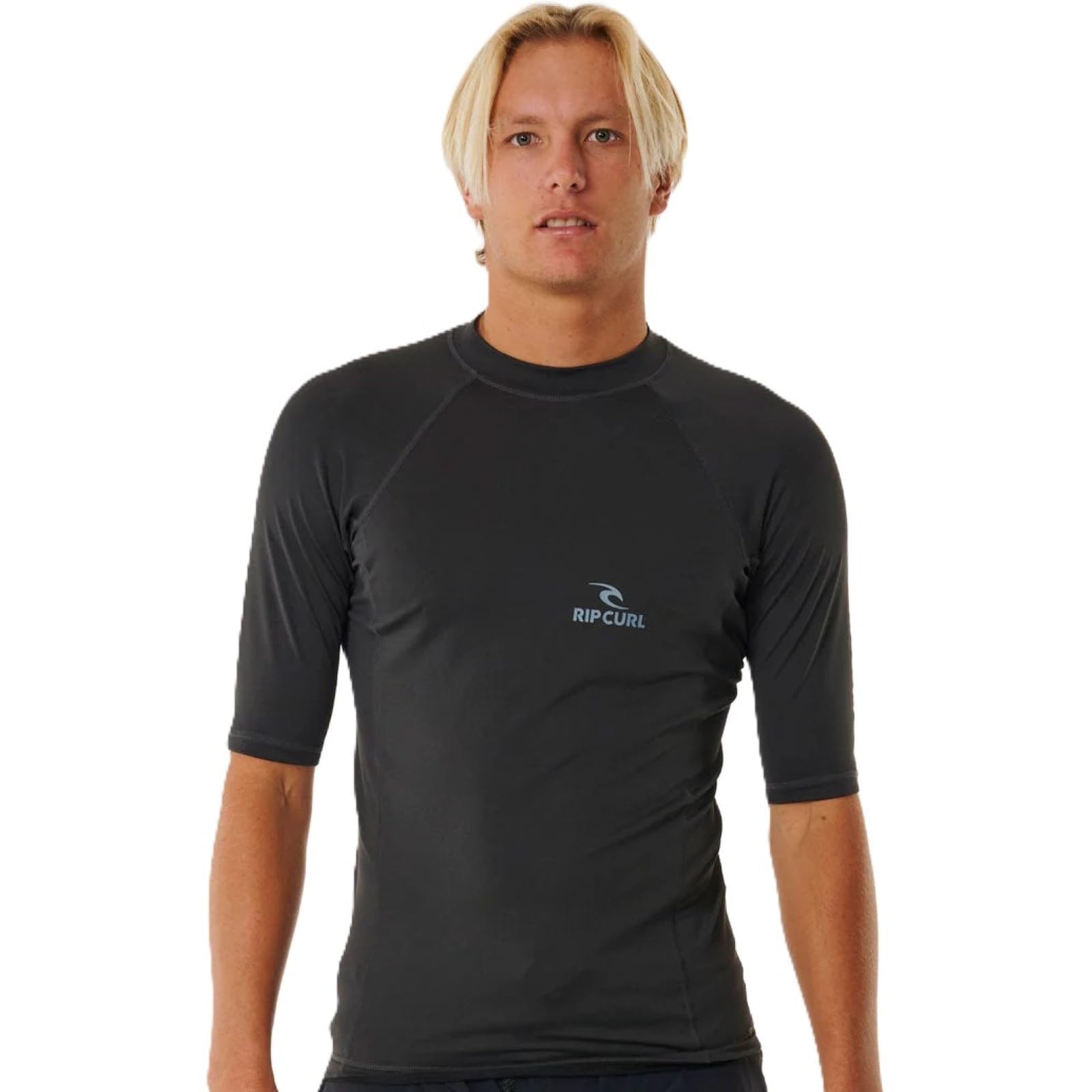 RIP CURL Mens Stack UPF Perf Short Sleeve - Washed Black - UV Sun Protection and SPF Properties