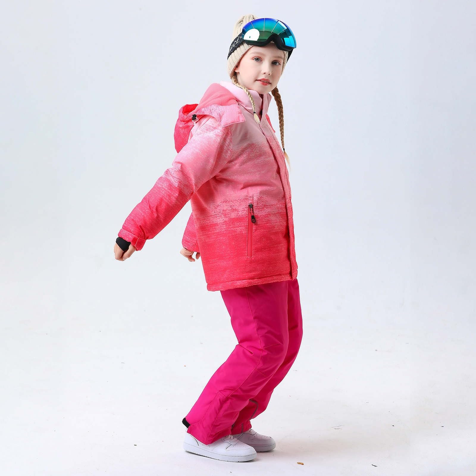 Tuta da sci per bambini, in pile, giacca e pantaloni invernali, per snowboard, invernali, calda, unisex