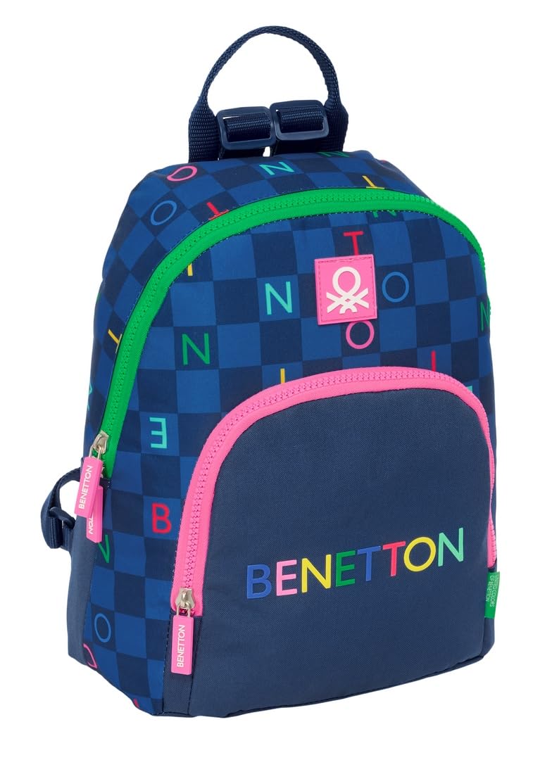 Safta BENETTON DAMERO - Mini Backpack for Daily Use, Ideal for Children of Different Ages, Comfortable and Versatile, Quality and Resistance, 25 x 13 x 30 cm, navy, M, Casual