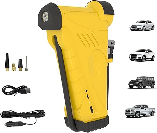Compresor de aire portátil para inflador de neumáticos de 150 PSI, entradas de potencia duales de 12 V20 V y salida USB, bomba de aire para