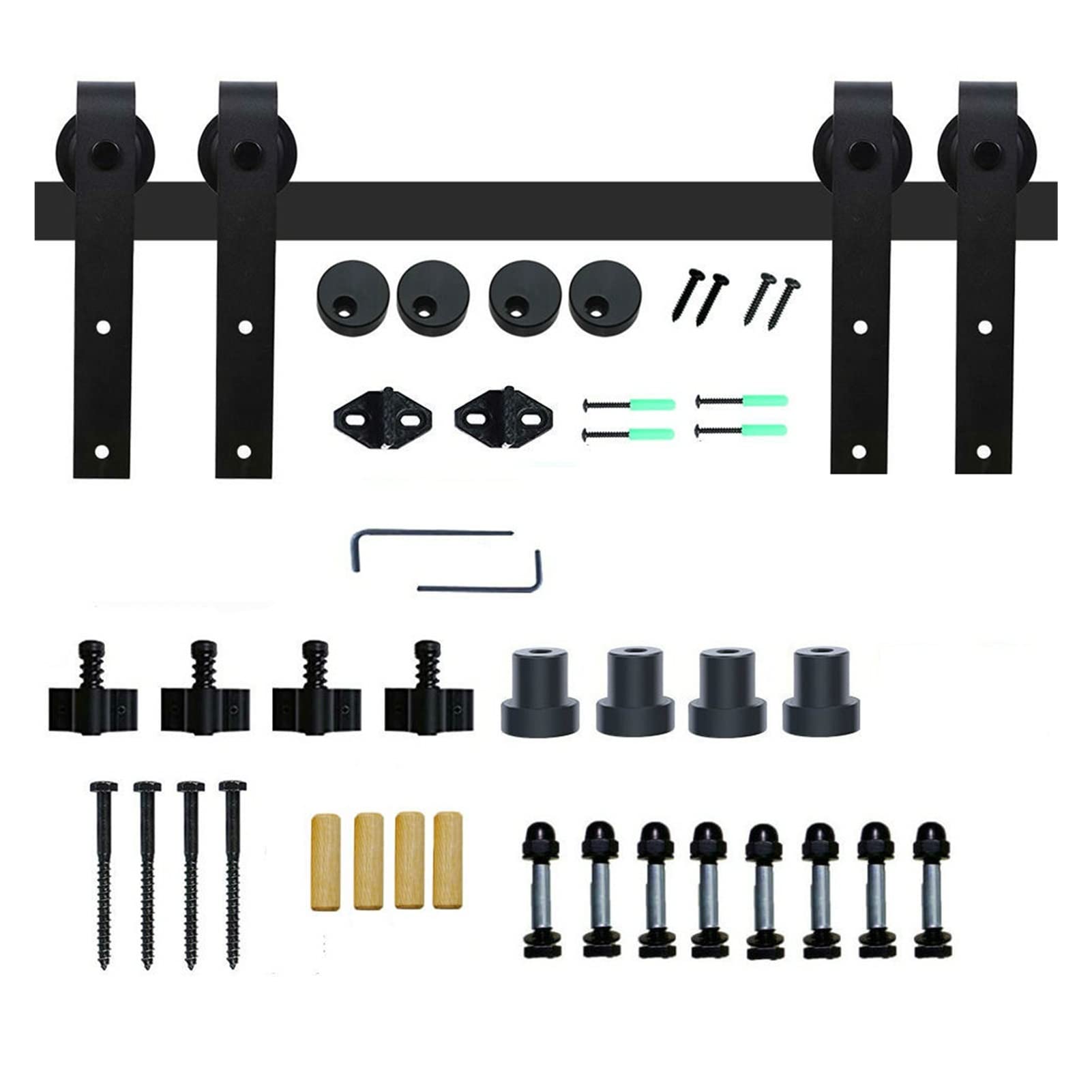Sliding Door Hardware Rustic Style Sliding Door Hardware Kit Single Slide J-Shaped Barn Door Hardware(Single Door 9FT)