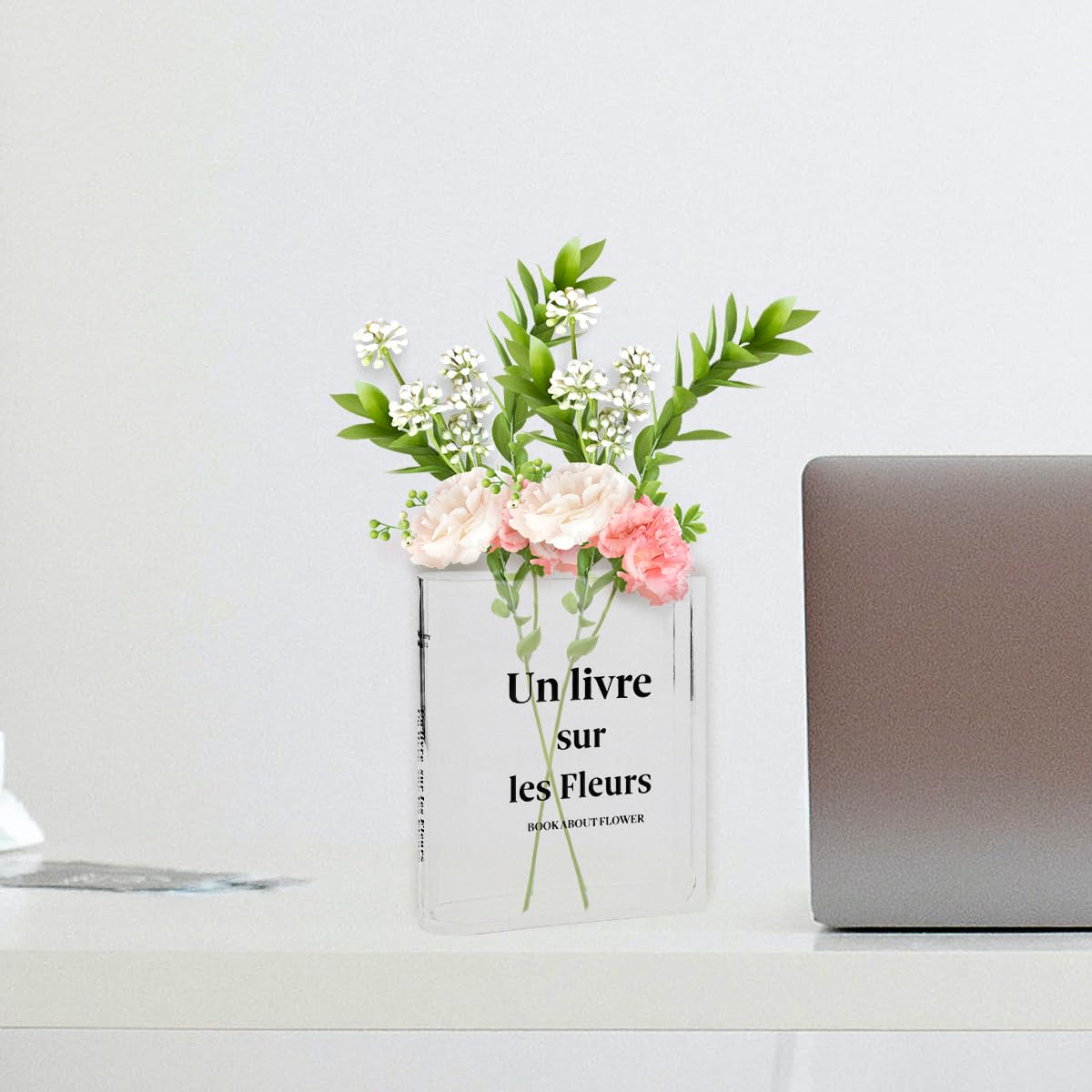 GLADFRESIT Transparent Book Flower Vase Simple High-End Style Acrylic Vase Decoration for Placement In Bedroom Study - Image 4