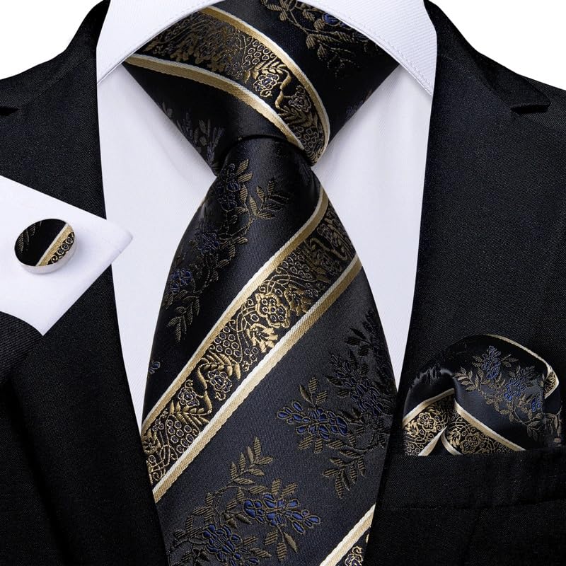 Conjunto de corbatas de seda con rayas retro para hombre miniatura 2
