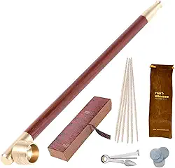 Cachimbo de Tabaco de Madeira com Tigela de Haste, Kit de Acessórios para Cachimbo de Fumar Chinês Tradicional Kiseru (Vermelho)