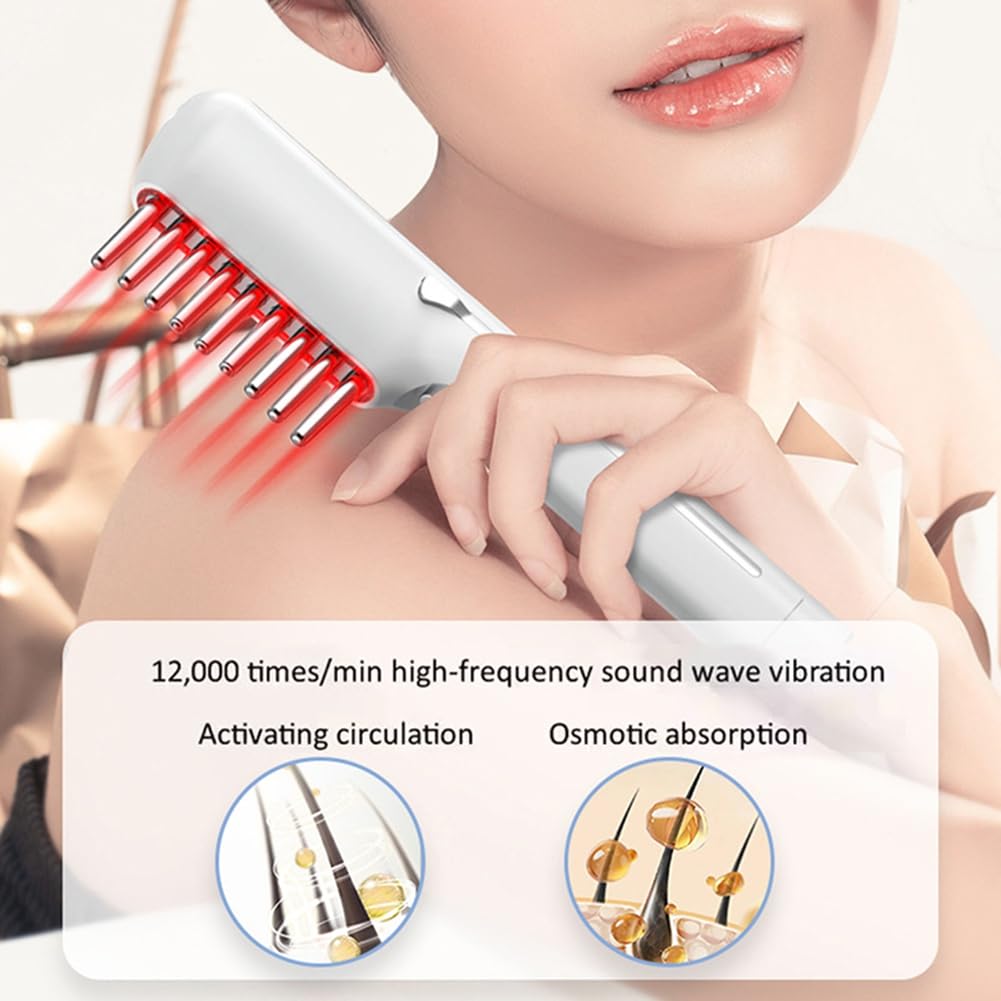 Pettine elettrico per massaggio alla crescita dei capelli con microcorrente, luce rossa a LED, spazzola per cuoio capelluto per spa anticaduta