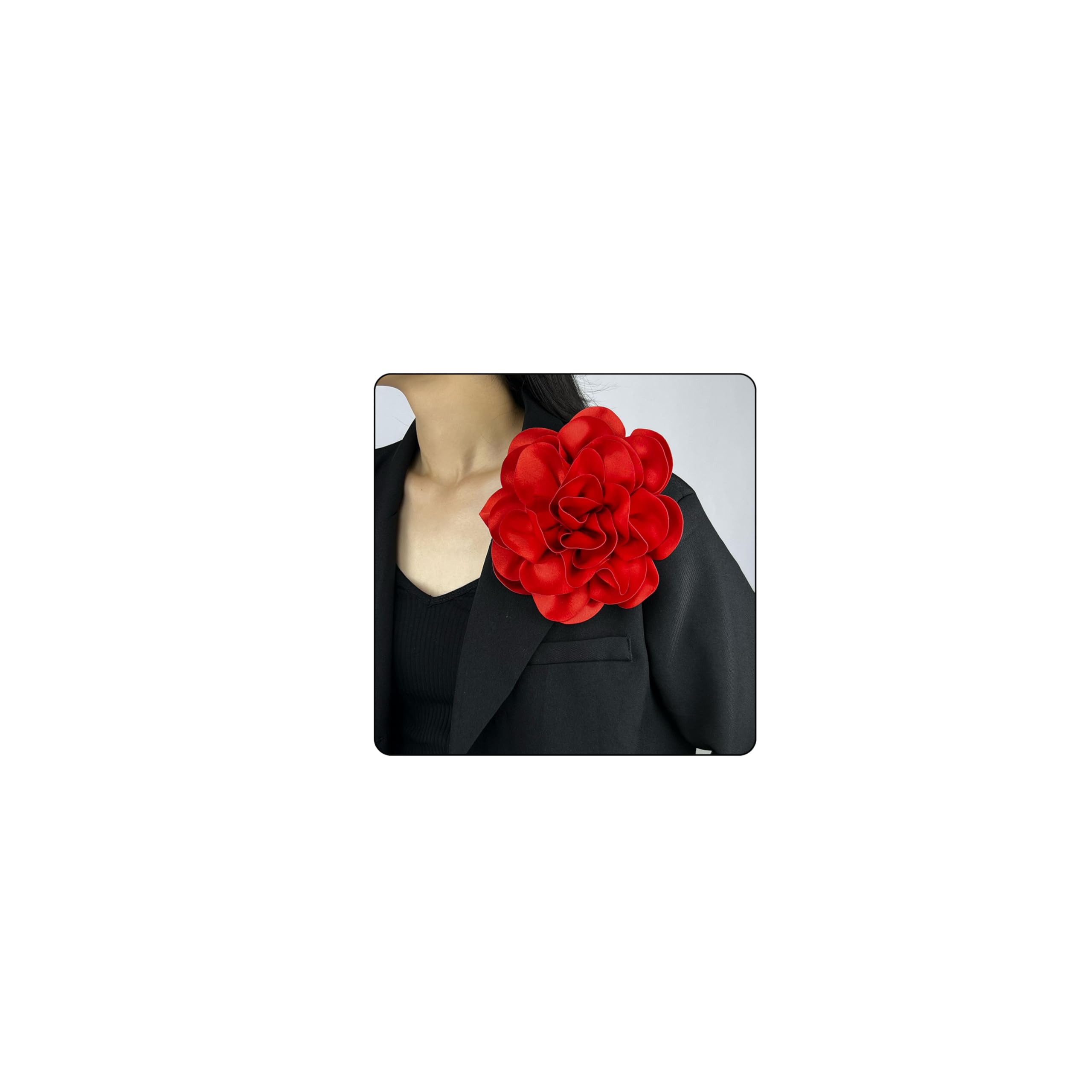 Dainty Fabric Rose &amp; Camellia Flower Oversized Brooch Pins &amp; Hair Clip - Large Lapel Pin, 4.3in/7.5in
