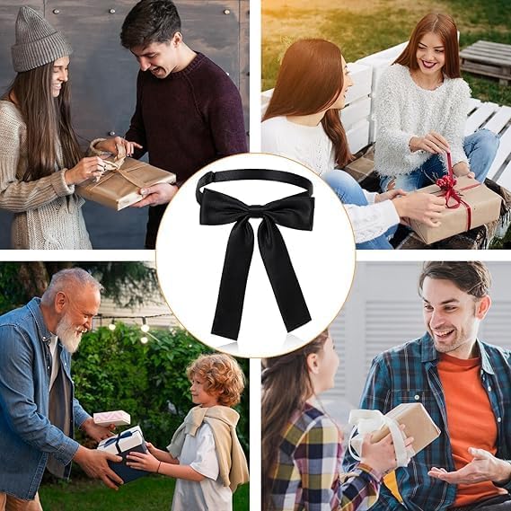 Black Bowtie Bowtie Western Bow Ties For Men Women Solid Color Colonel Satin Ribbon Bow Tie Cowboy String Tie Adjustable Bolo Ties