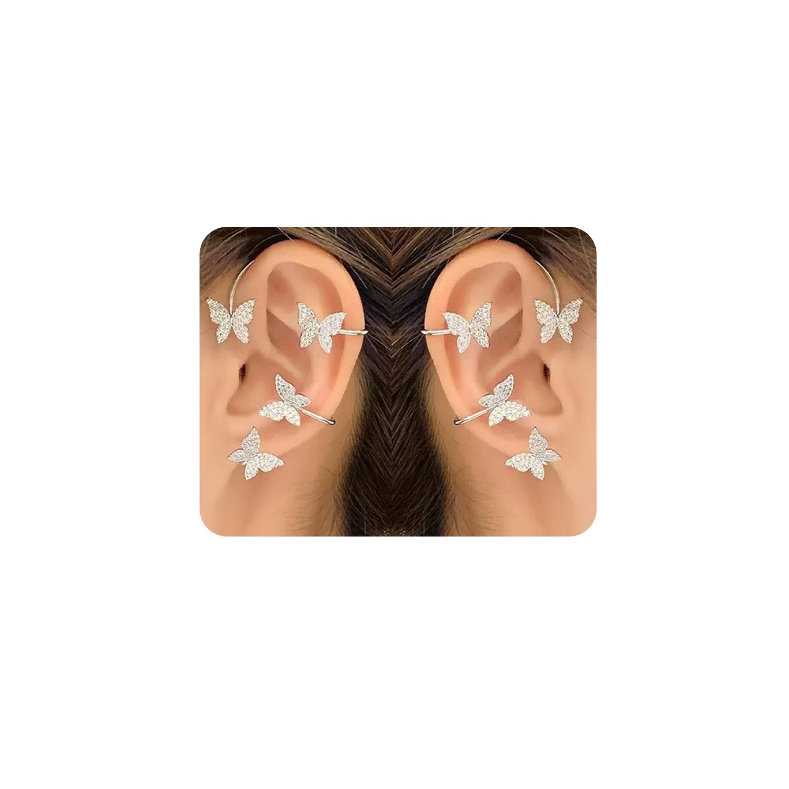 Shining Butterfly Ear Cuffs Zircon Butterfly Earrings for Women Ear Cuffs for Women Non Piercing Ear Wrap Around Earrings