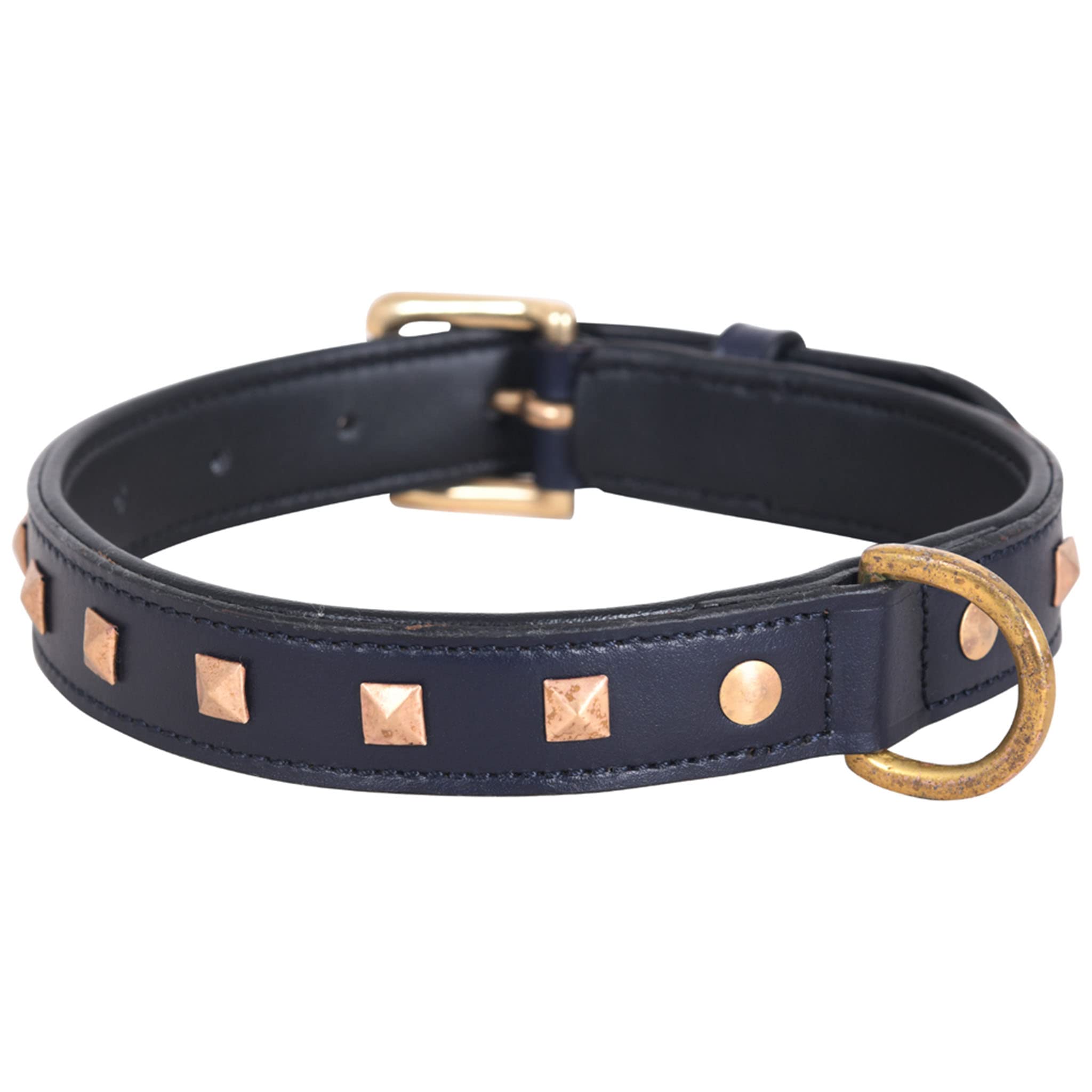FORFURS Studded Leather Dog Collar Neck Belt For Medium And Large Dogs-Medium, Navy Blue,48.3 cm,W_2.5 cm (B08KQ4HN5J) Amazon Price History, Amazon Price Tracker