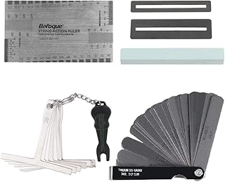 Mr.Power Guitar Bass Luthier Tools Kit (6pcs) Includes 9 Understring Radius Gauge, 32 Blades Steel Feeler Gauge, 1 Pin Puller, 1 String Action Gauge Ruler, 2 Fretboard Protectors, 1 Fretwire Sanding