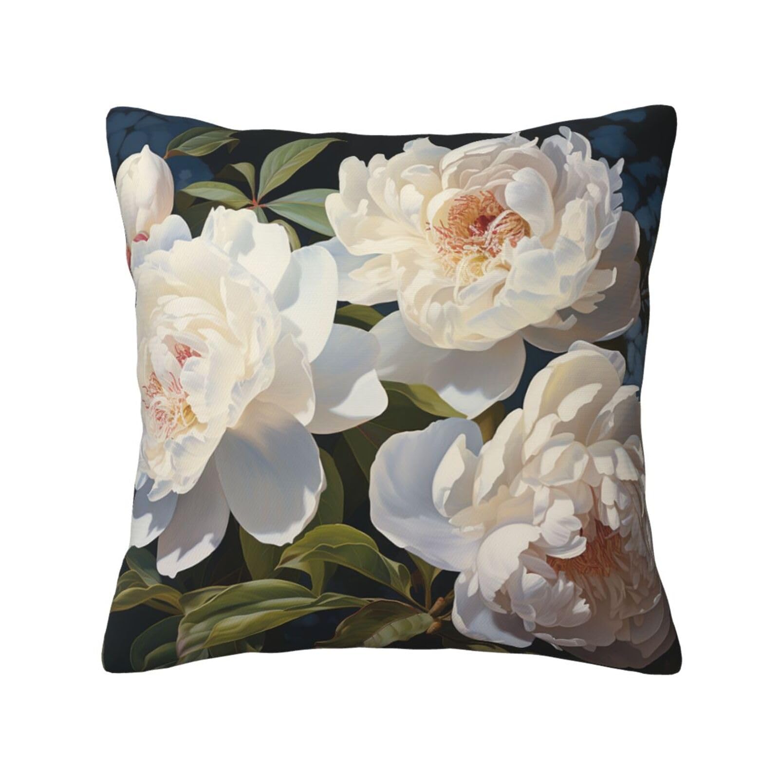 FodPand White Peony Throw Pillow Covers 18"X18" Super Soft Cozy Pillows Case Morden Decorative Cushion Cover for Sofa Couch Bed Home Decor