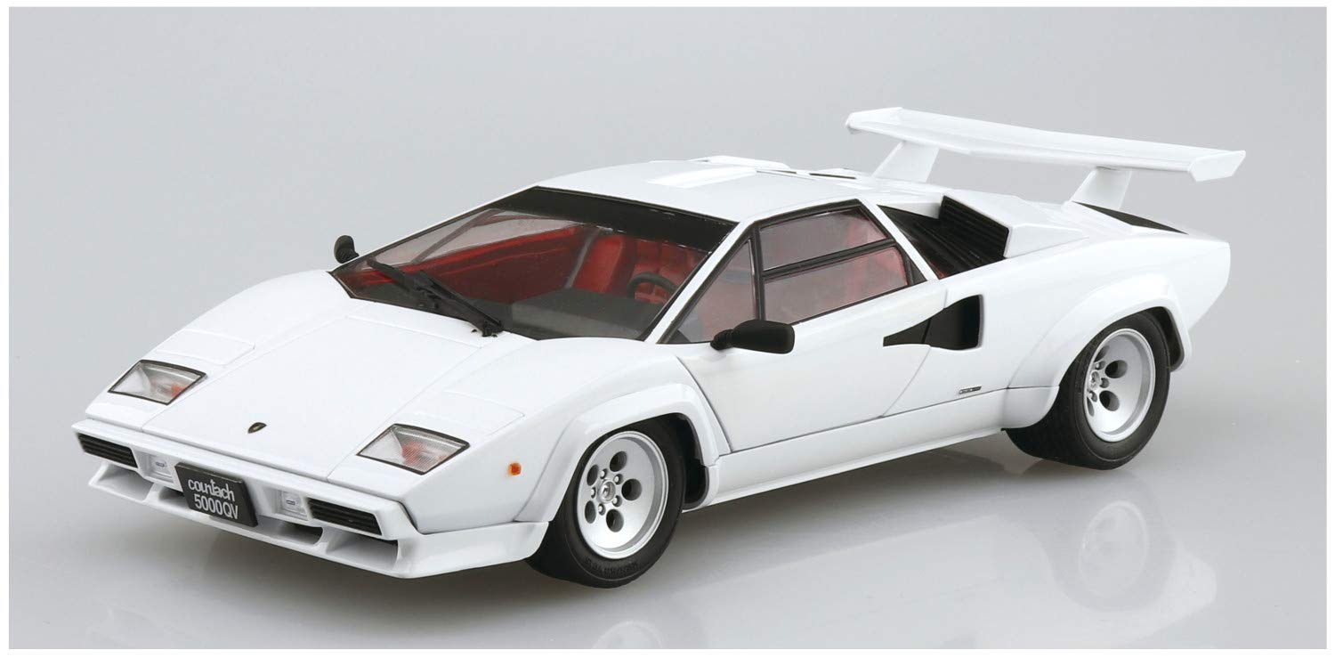 Aoshima The Super Car Lamborghini ‘85 Countach 5000QV 1:24 Scale Model Kit