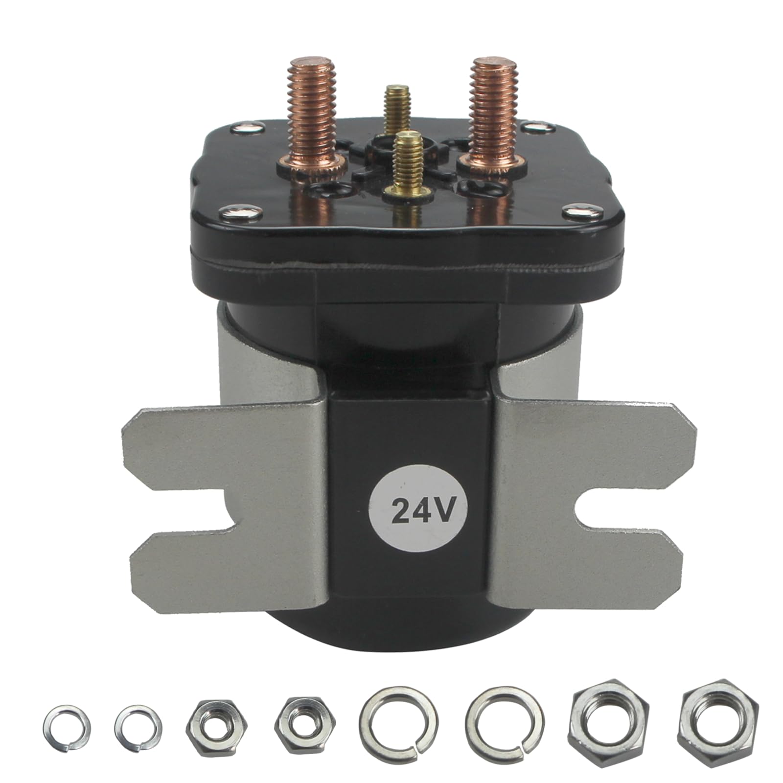 586-905 Solenoid Contactor Relay 24V 200Amp Compatible with Trombetta White Rodgers Skyjack, OEM# 586-114111, 114-2411, 103101, 4 Terminal Starter Solenoid