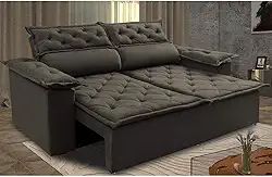 Sofá 3 Lugares Retrátil e Reclinável Cama Inbox Compact 1,80m Velusoft Café