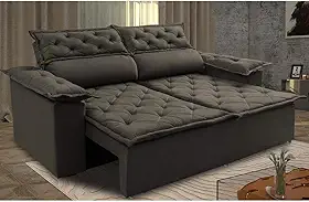 Sofá 3 Lugares Retrátil e Reclinável Cama Inbox Compact 1,80m Velusoft Café