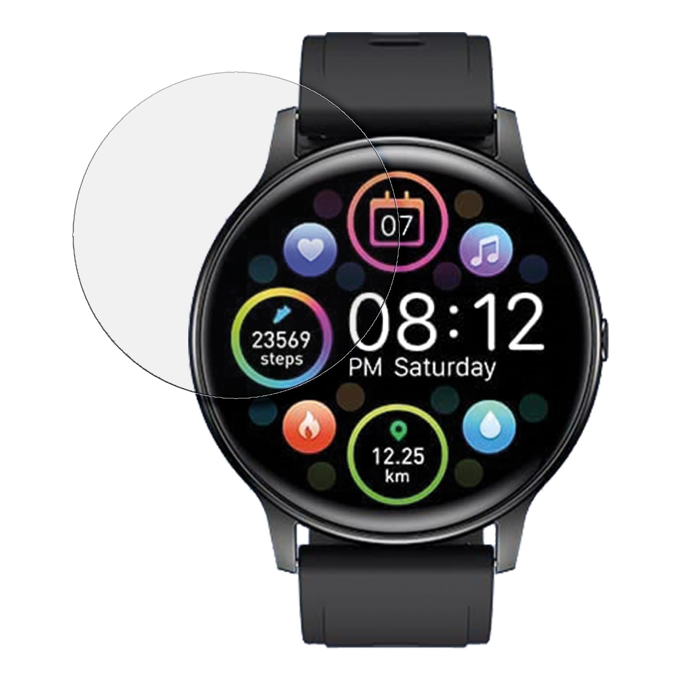 SWIDO Screen Protector Compatible with Holalei Fitness Tracker 1.3 Inch [Pack of 2] Crystal Clear, High Hardness, Protection Against Scratches, Glass Film, Screen Protector, Tempered Glass Film