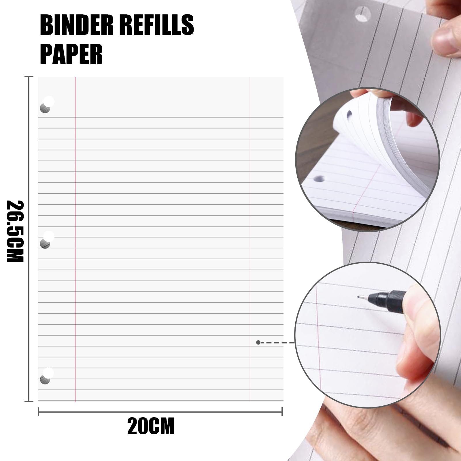 Koogel Cream Lined Binder Refills Paper, 120 Sheets 3-Hole Punched - Image 2