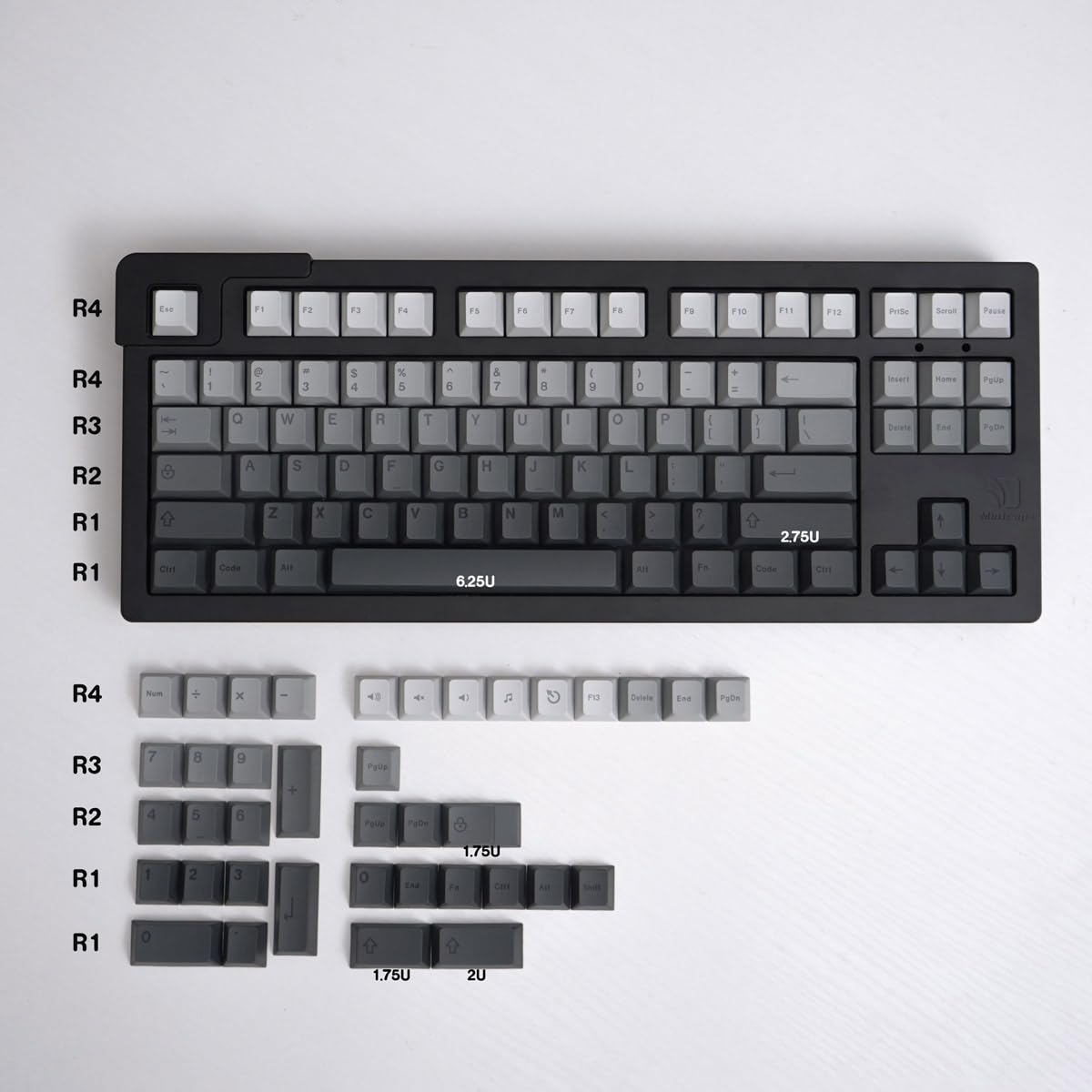 Set di 125 copritasti grigi sfumati Cherry Profile Dye Sub PBT Keycaps Set adatto per 61/87/104/108 Cherry Mx Switch tastiera meccanica