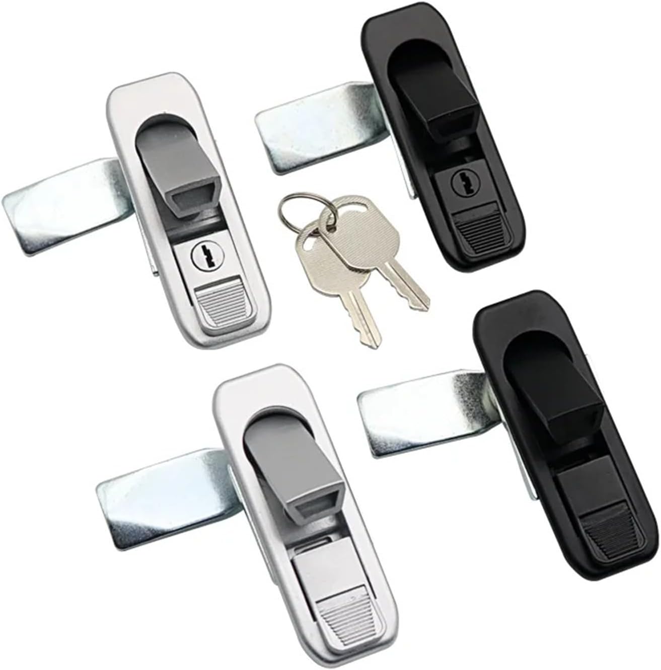 Cabinet Doors Zinc Alloy Rotating Flat Locks 1Pcs(Black with Lock)