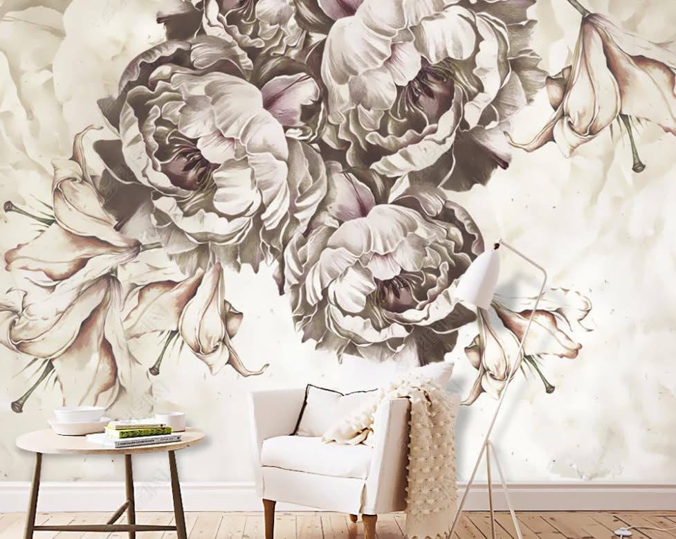 Papier peint intissé fleurs nostalgiques format géant 450x408 cm pour salon - 3