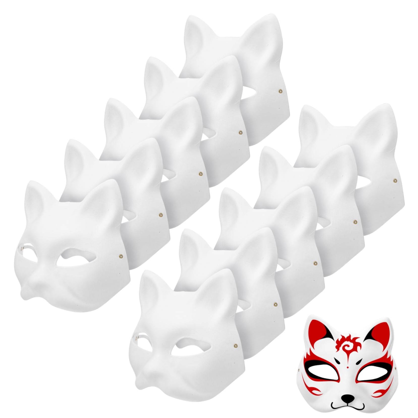 Toyvian Blank Paper Cat Masks Kit 20pcs Half Cat Mask Blanks for Masquerade Party
