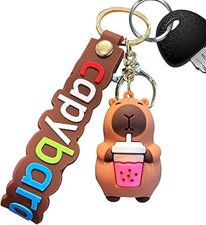 [icorganlar] かわいいカピバラのキーホルダー、カピバラのフィギュア車のキーチェーン,面白い漫画のカピバラ人形キーチャーム | 6.6cm/2.4インチ キーホルダー バックパック 財布 ペンダント 男の子と女の子用