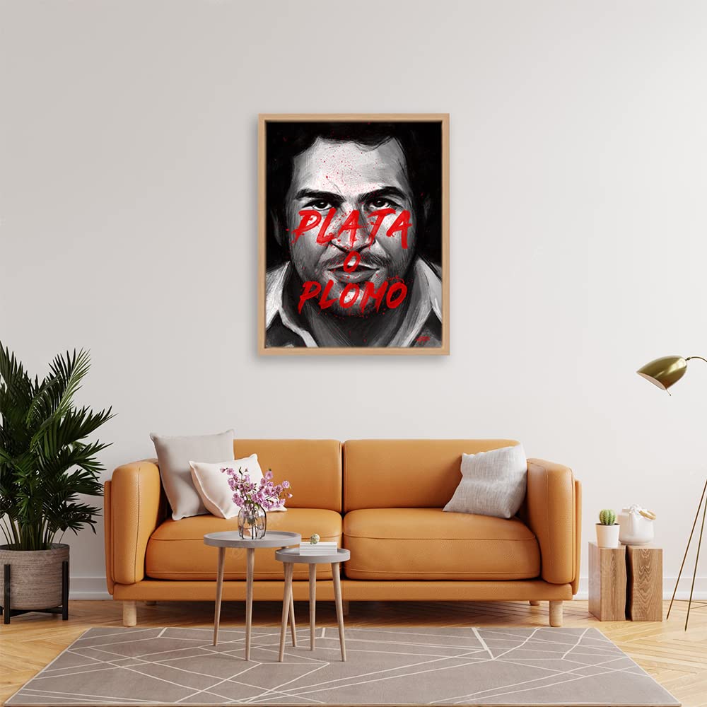 Xtreme Skins Wooden Floater Framed Canvas - Wall Decor for Living Room, Bedroom, Office, Hotels, Drawing Room (22in X 34in) - Plata O Plomo