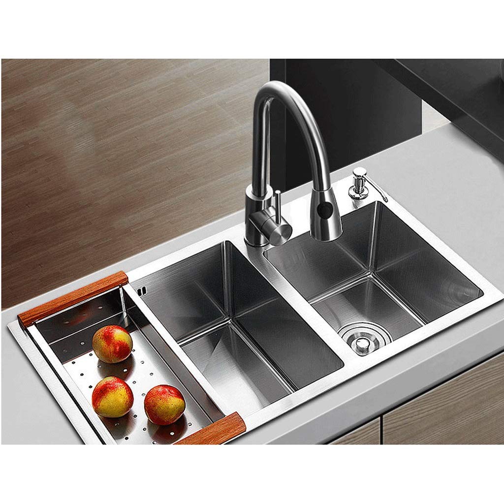 Distributori di Sapone da banco, per lavello della Cucina (Nichel Spazzolato), Design Integrato per Piano di Lavoro con flacone di Sapone Liquido (Materiale PE) Distributori di Sapone (Nero)