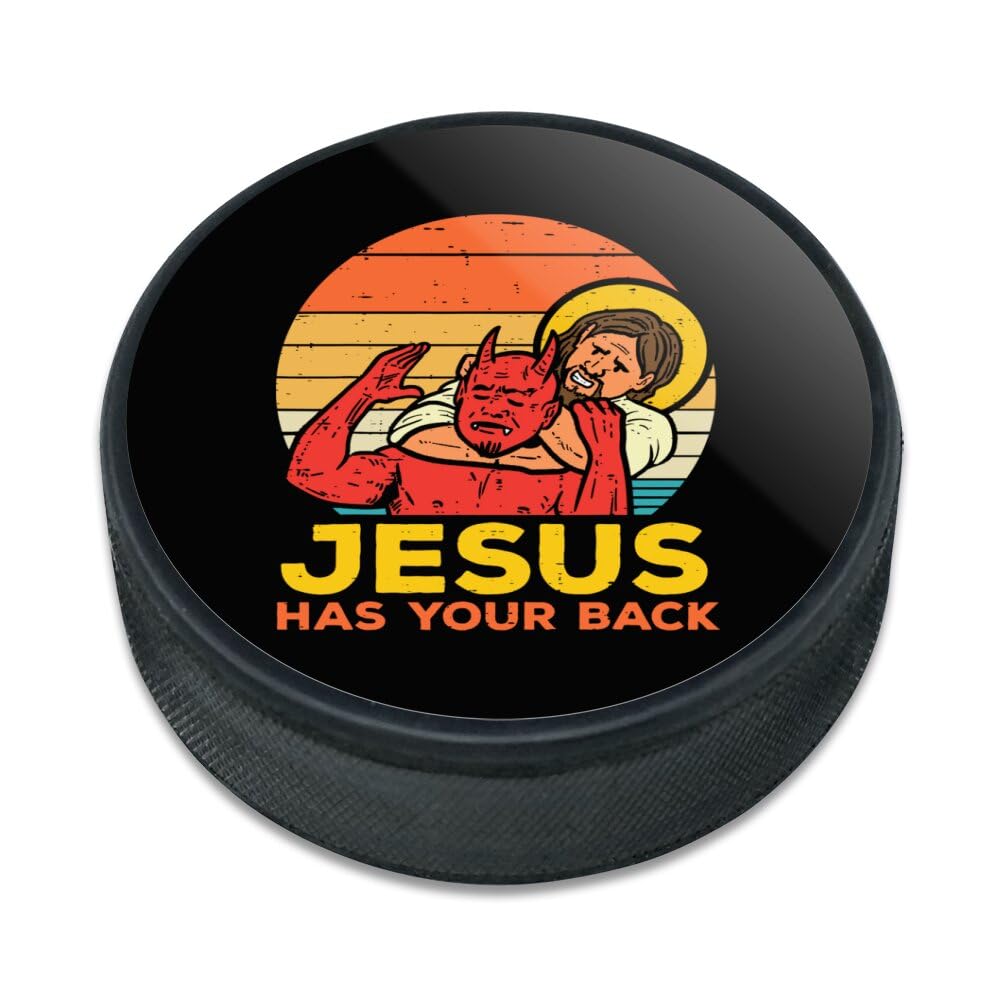 GRAPHICS & MORE Jesus Has Your Back Ice Hockey Puck