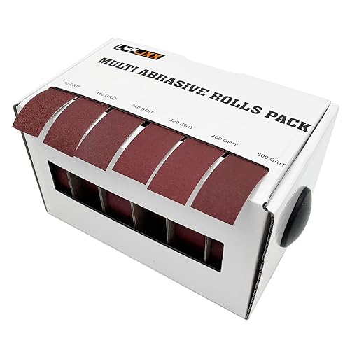 Miniatura 5 de Rollo de tela Emery, 6 rollos de papel de lija abrasivo, rollos de papel de lija abrasivo, paquete variado con dispensador para pulir metales de