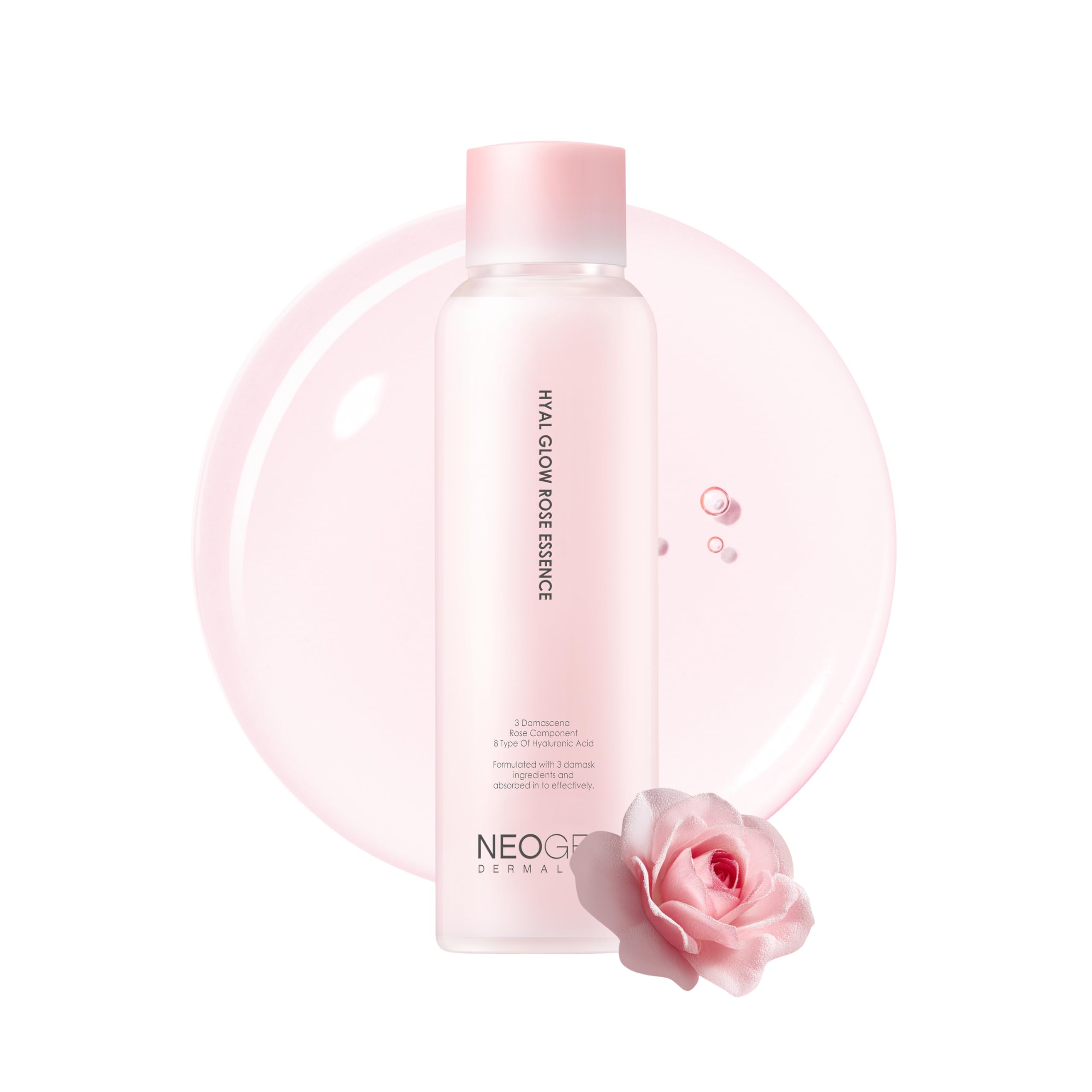 DERMALOGY by NEOGENLAB NEOGEN Hyal Glow Rose Essence - Hydrating Essence with 74% of Damask Rose Water Damask Rose Flower Oil & Damask Rose Extract 160ml / 5.41 oz