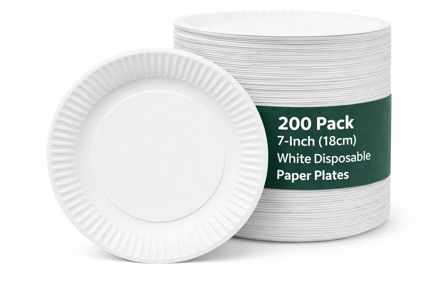 1ABOVE 200 Pack 7-Inch (18cm) White Paper Plates – Disposable Round Plates for Catering, BBQs, Parties & Everyday Dining