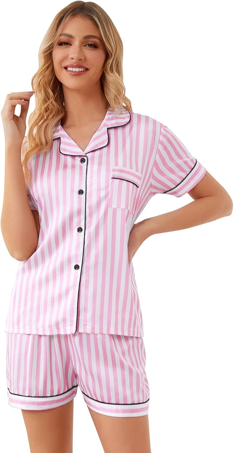 Schbbbta Girls Womens Pajamas, Satin Silky Pjs Set Kids 2Pcs Button-Down Nightwear Sleepwear Gift for Mommy and me - Image 6