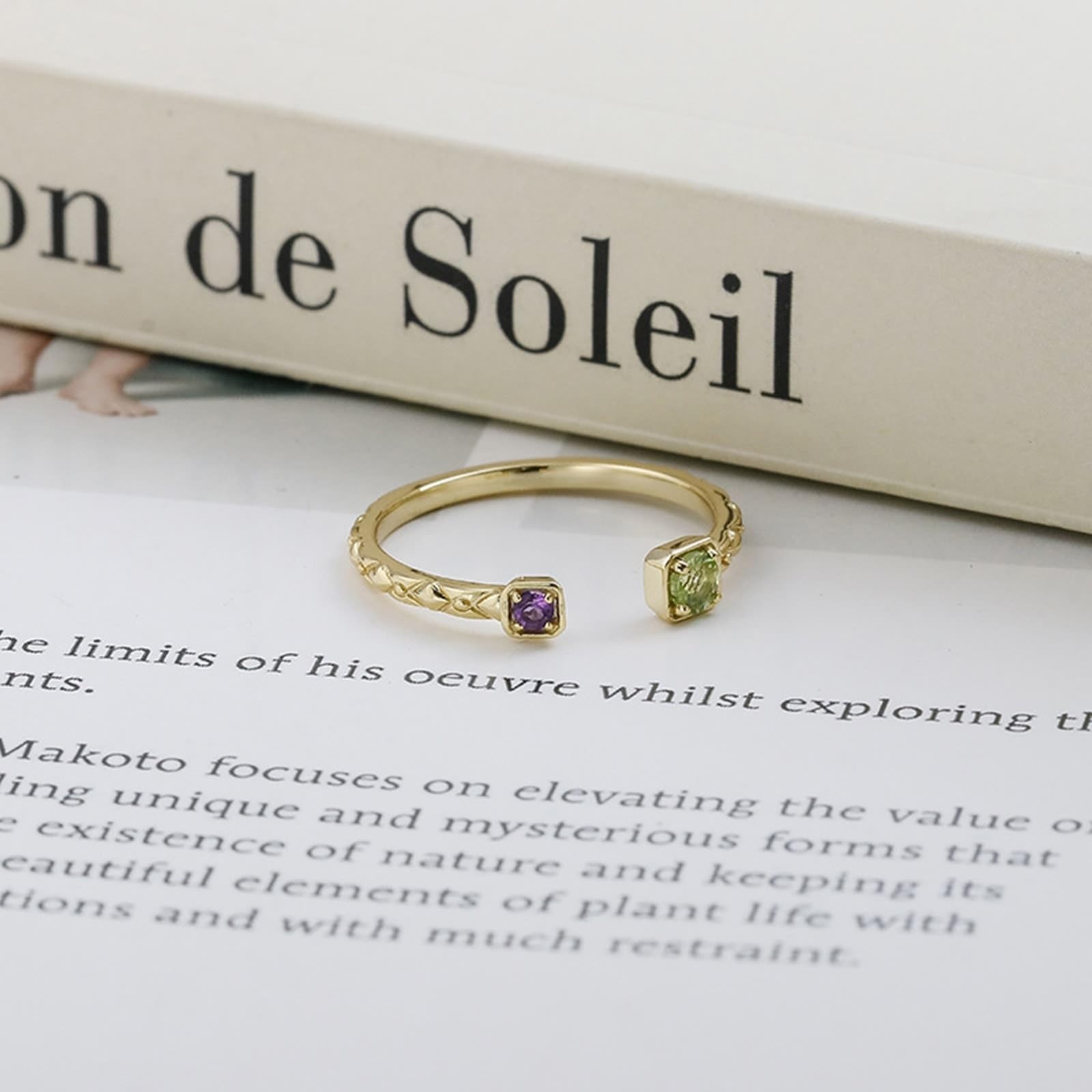 Gold Au 375/585/750 - Anillos de amistad con peridoto, forma de anillo abierto