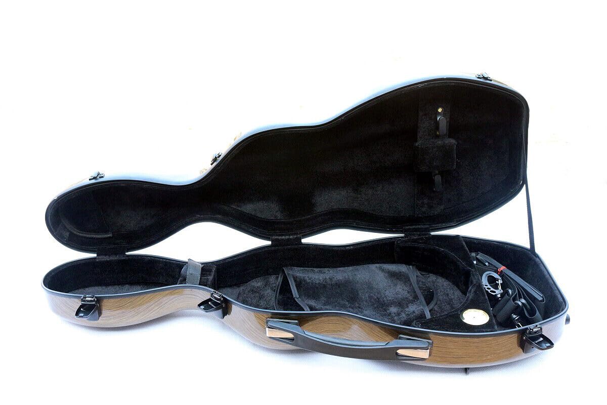 Estuche para violín 4/4 de tamaño completo compuesto de fibra de carbono Estuche duro Mango fuerte Correas traseras Acolchado suave (marrón), CASE-25