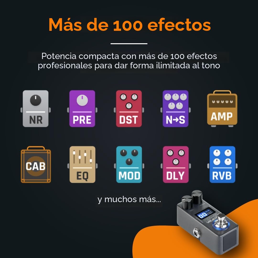 Valeton Pedalera Procesador Compacto Multiefectos GP-5 - SnapTone y Cargador IR, más de 100 Efectos, Bluetooth, Interfaz de Audio USB