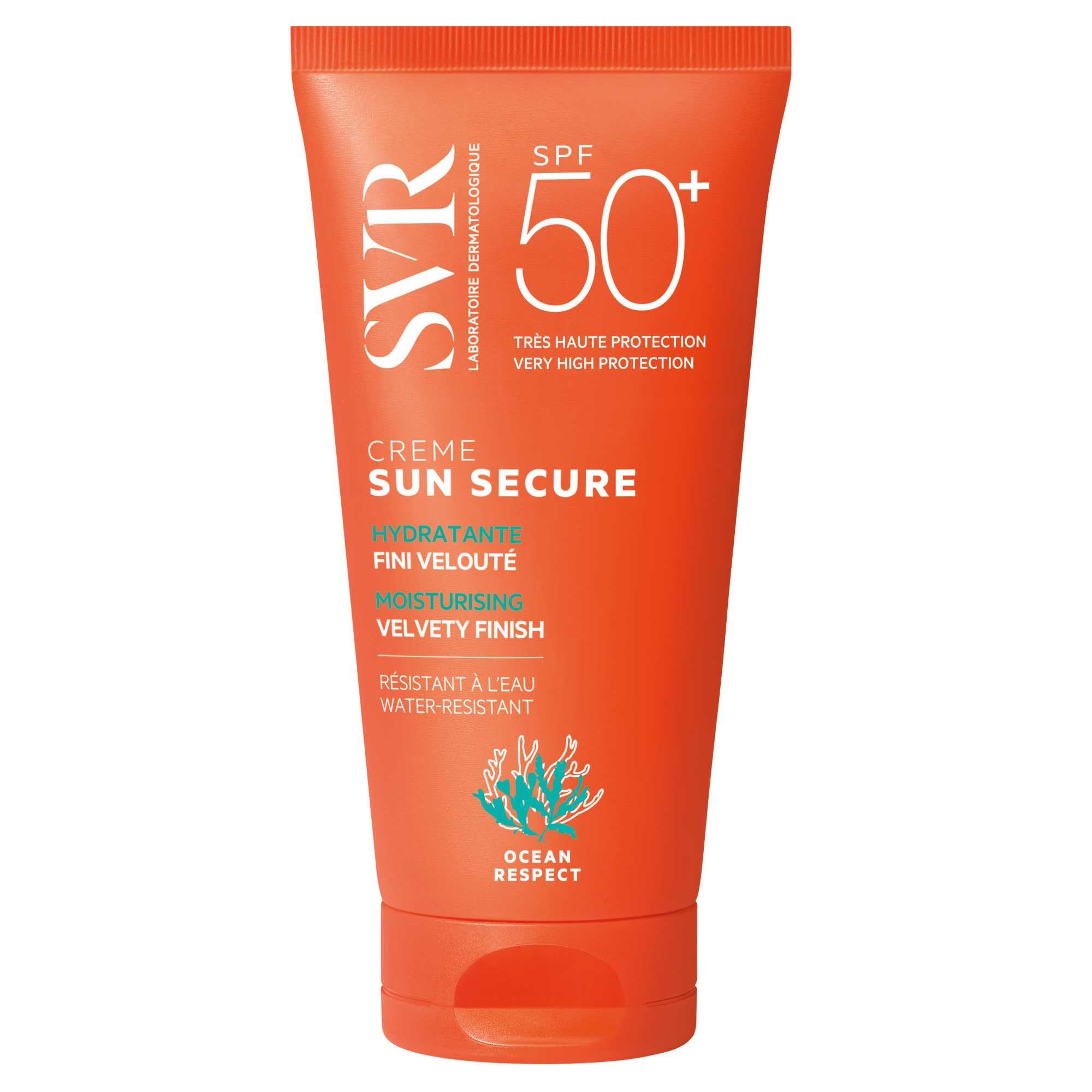 SVR - Sun Secure Crème SPF50+ – Feuchtigkeitsspendende Sonnencreme mit unsichtbarem Finish – Sehr hoher Schutz von UVA, UVB, Infrarot und sichtbarem Licht – Normale bis trockene Haut- 50 ml