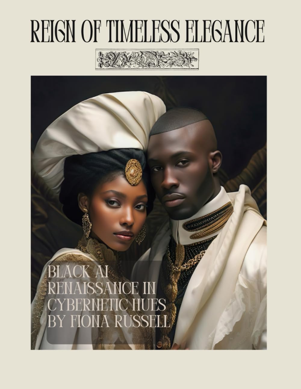 REIGN OF TIMELESS ELEGANCE: BLACK AI RENAISSANCE IN CYBERNETIC HUES - PICTURE COFFEE TABLE BOOK BY FIONA RUSSELL