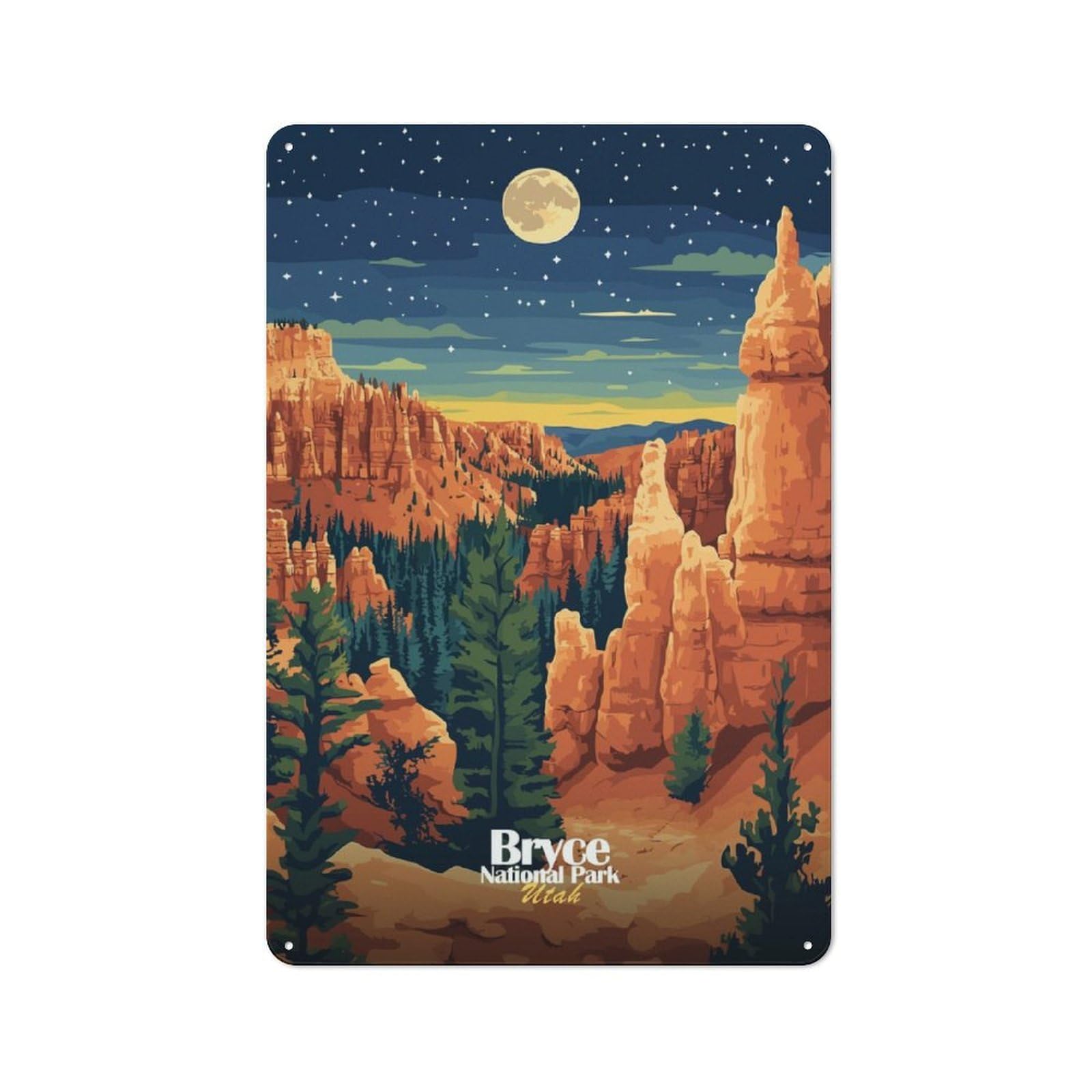 Junmoney Bryce Canyon National Park Metal Plaque 30X20cm With For Home Bar Wall, Retro Decor, For Garage, Workshop And Man Cave Decoration