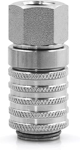 Miniatura 5 de PD242 Serie 14 "-18 NPTF Tamaño de rosca Puerto de prueba de acero y equipo de diagnóstico Acoplador rápido con rosca de tubo hembra, tamaño del