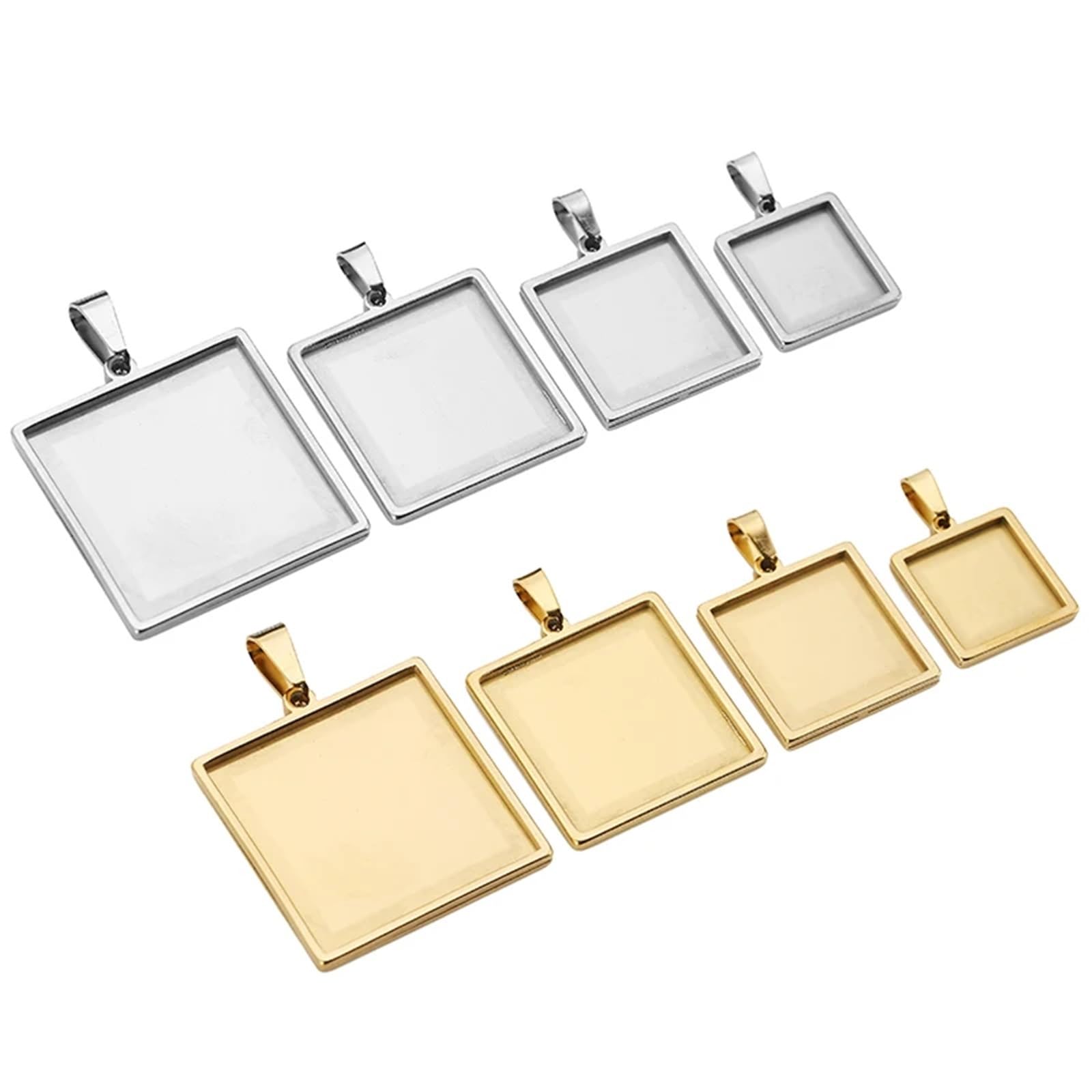 Podstawki do wisiorków, Podstawy z pustymi kaboszonami ze stali nierdzewnej w kolorze złotym(Gold,20mm)