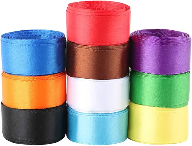 10 Rouleaux Ruban Satin 25mm, 10 Couleurs pour DIY et Décoration