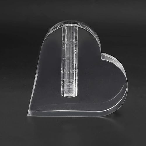 Tyenaza Soporte de exhibición de rosas acrílicas, soporte de flores de rosa de oro de 24 quilates, estante en forma de corazón, base de soporte para