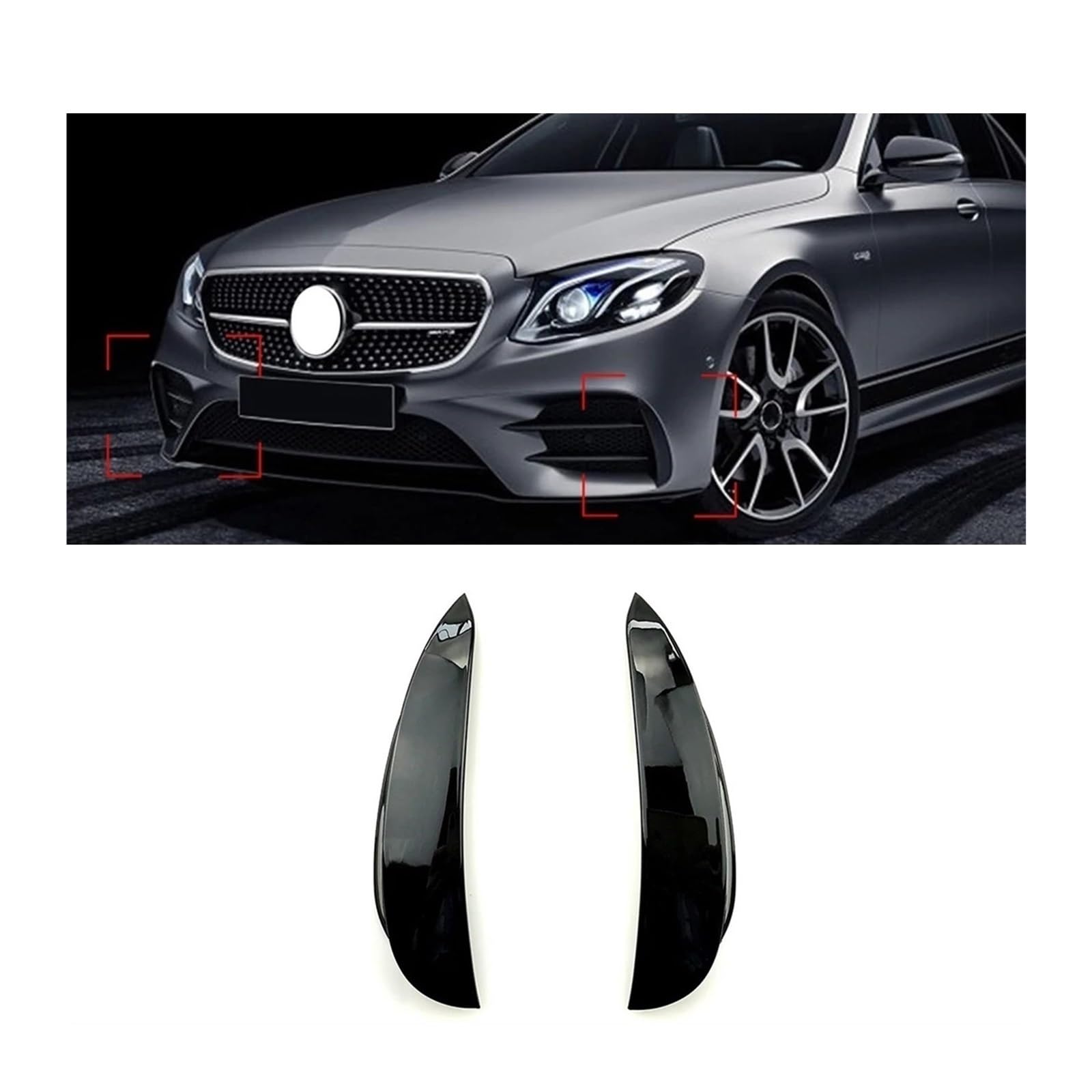 Car Front Bumper Lip Spoiler Splitter Body Kits Diffuser Compatible for Mercedes Benz E Class W213 E43 E53 AMG 2016-2019 (Color : Gloss Black)