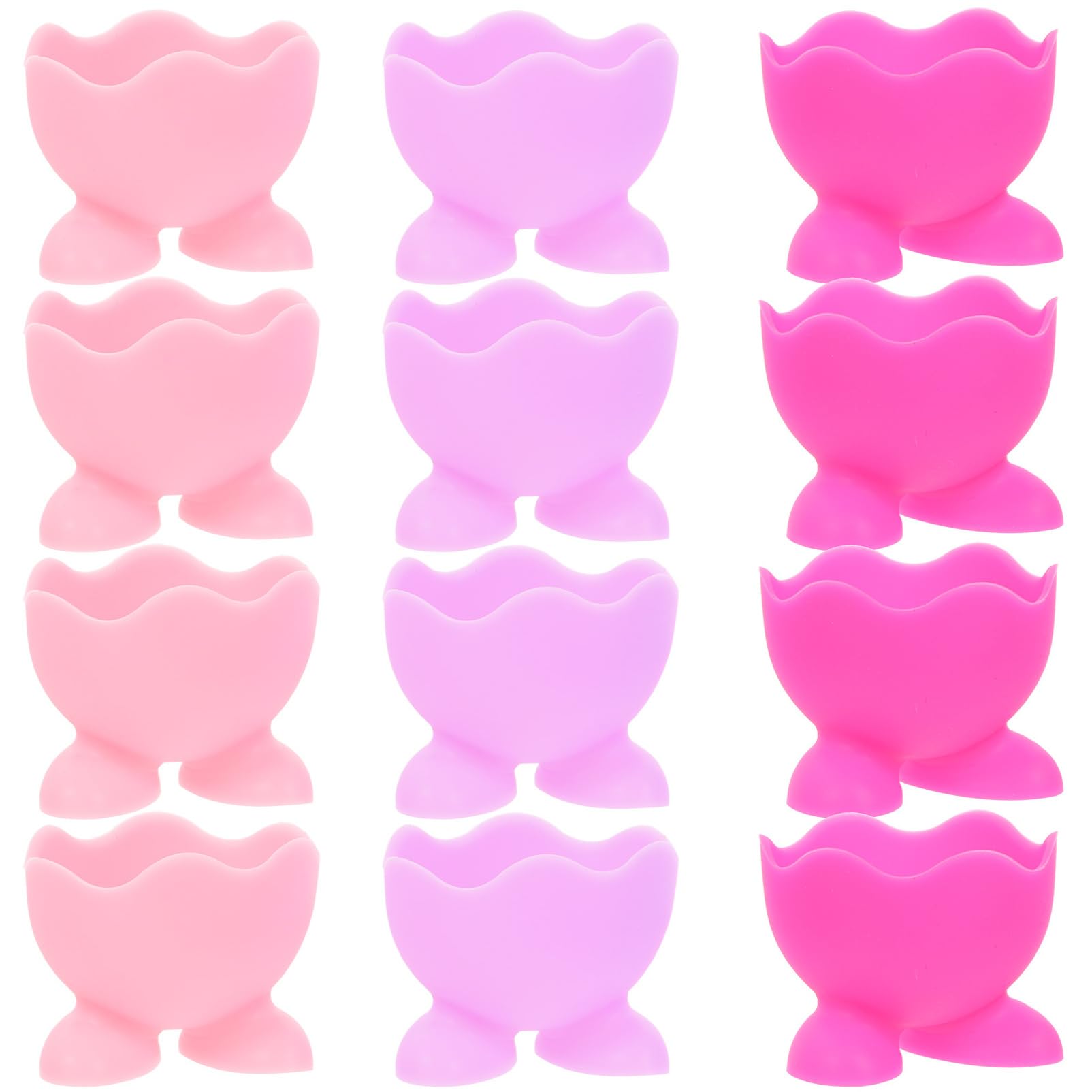 COLLBATH 12pcs Silicone Egg Cooker Cups Stands Unique Kitchen Gadgets for Hard-boiled Eggs Random Color